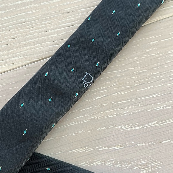 Christian Dior navy Tie with Diamond Pattern WPL 125 - Picture 5 of 6